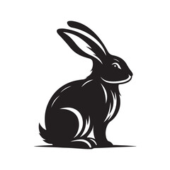 Illustration of Rabbit Silhouette Shadow on a White Background.