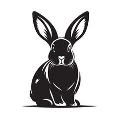 Illustration of Rabbit Silhouette Shadow on a White Background.