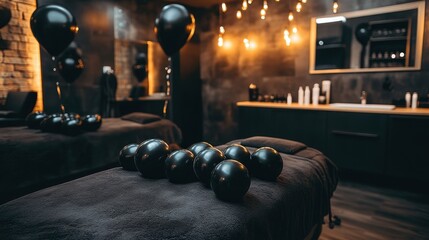 Black Balloons at the Spa and Wellness Massage Salon, Special Offer for Black Friday