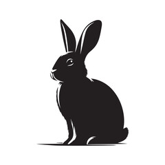 Rabbit Shadow Silhouette on White Illustration.