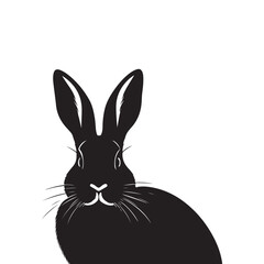 Silhouette Rabbit Shadow Art on White Background.