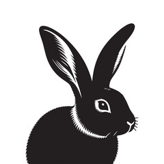 Silhouette Rabbit Shadow Art on White Background.