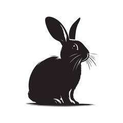 Obraz premium Simple Rabbit Silhouette Illustration on White Surface.