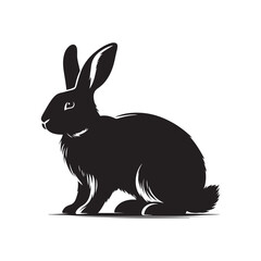Simple Rabbit Silhouette Illustration on White Surface.