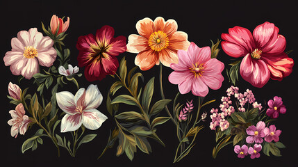 Set Flowers decorative vector image