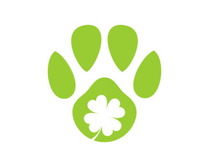 Pet paws with clover leaf incorporating logo