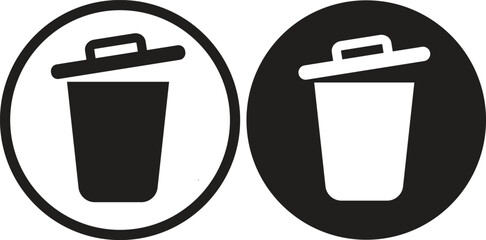 Trash icon set in two styles, on white background . black and white Trash bin. Garbage bin icon. vector
