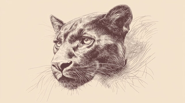 recommend clip art: A panther head integrated into a floral ornament, creating a striking contrast between the fierce, powerful image of the panther and the delicate, intricate beauty of the flowers. The design blends na