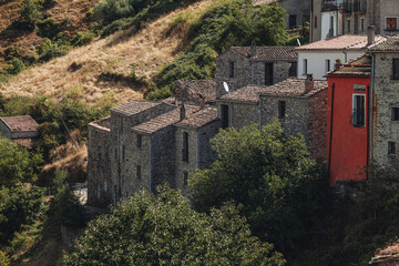 Obraz premium The ancient village of Sasso di Castalda in Basilicata region, Italy