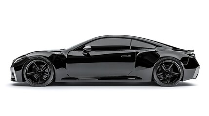 Black car isolated on white background, side view
