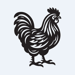 hen chicken logo vector, hen chicken silhouette vector icon black and white full body