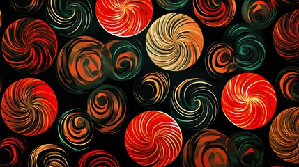 Abstract Swirls Pattern in Red, Green, and Gold