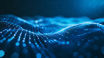 Streamline connection network linking waves of data particles in information technology ,Abstract, digital and background waves ,3d rendering of abstract futuristic digital wave with connecting dots 