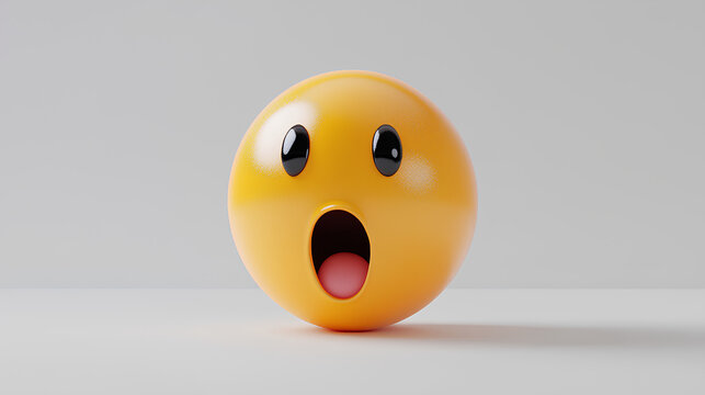 Hushed or surprised face three dimensional emoji isolated on white background
