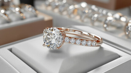 Isolated white gold silver ring with a sparkling diamond, perfect for a luxury gift