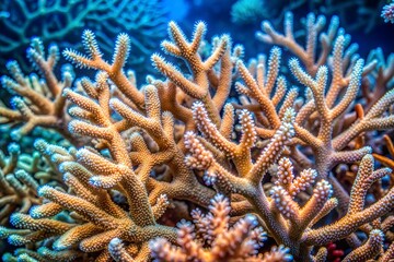 Coral reef close-up with intricate branching structure