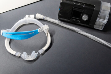 CPAP mask with nose mask or nose mask headgear cpap machine against obstructive sleep apnea helps patients as respirator mask headgear clip for breathing therapy snoring sleep disorder better sleeping