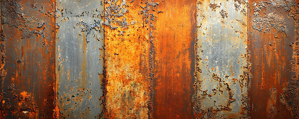 Rustic Weathered Metal Plate with Fiery Orange Tones