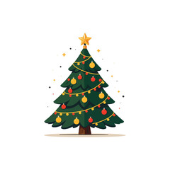 
Christmas tree in cartoon style Christmas tree with gift boxes Merry Christmas and Happy New Year