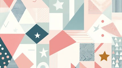 Geometric Christmas background in pastel hues with a consistent pattern