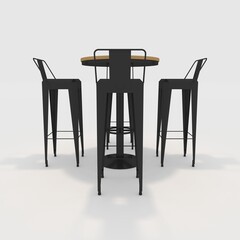 3d render bar table and chair design element. Furniture Collection