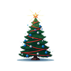 
Christmas tree in cartoon style Christmas tree with gift boxes Merry Christmas and Happy New Year