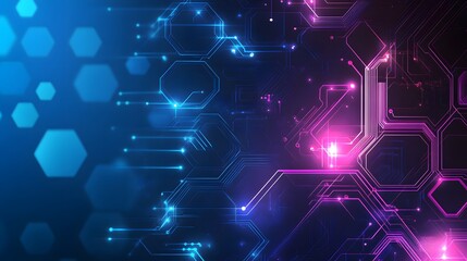 Obraz premium Abstract Digital Circuitry with Glowing Blue and Pink Lines