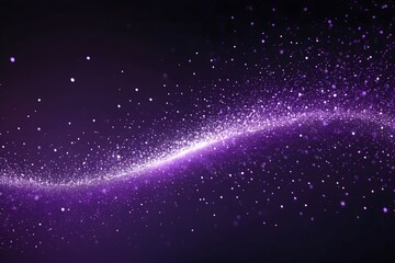 Fototapeta premium Particle effect texture with glowing dots in motion, transitioning from bright white to deep purple on a black background.