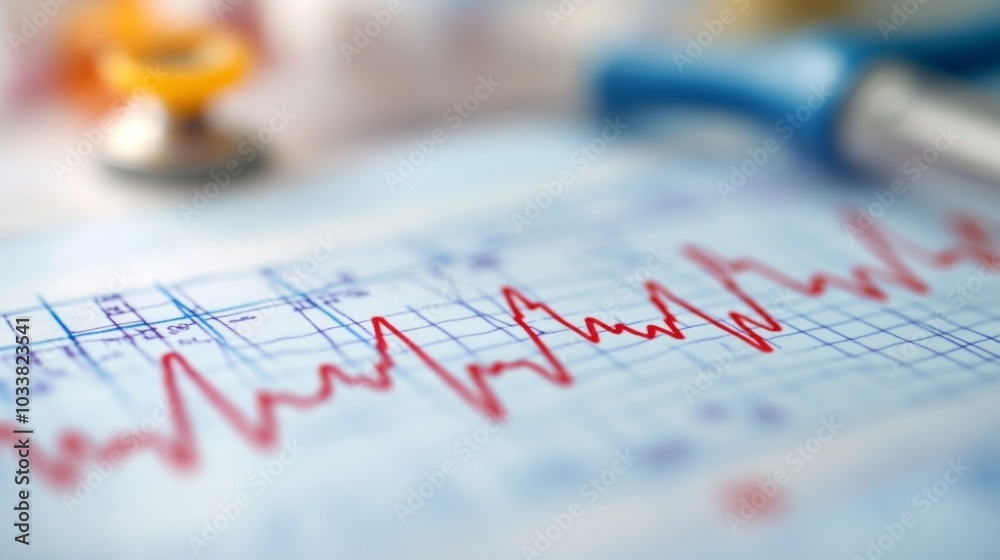 Poster a heart rate monitor reading shows fluctuating lines representing a patient's heartbeat. medical too