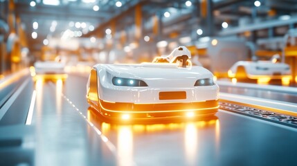 Automated Robots Moving Goods in a Futuristic Setting