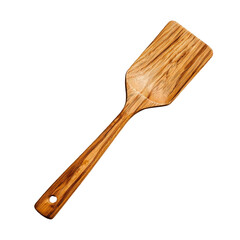 Wooden spatula on white background, transparent background