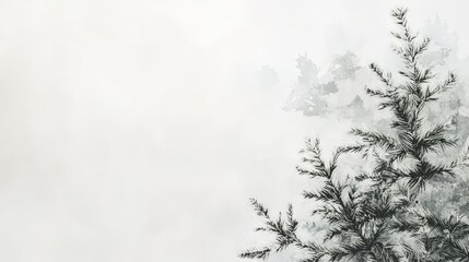 Obraz premium Abstract Winter Pine Tree Silhouette on White