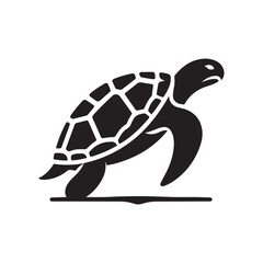 Turtle Silhouette Design Illustration on White.