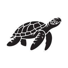 Turtle Silhouette Design Illustration on White.