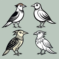 a bird line art vector illustration