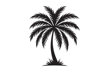 Simple Palm Tree Design in Vector Format with White Background.