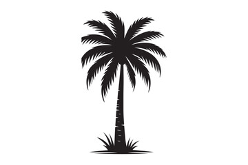 Clean Palm Tree Vector Graphic on Plain White Background.