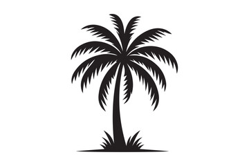 Palm Tree Vector Illustration - Simple Design on White.