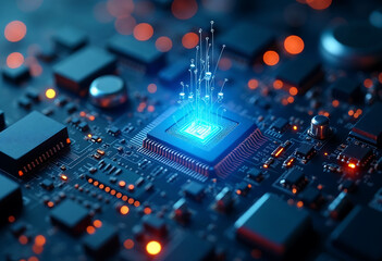 Obraz premium The Core of Technology: Digital Connections in a High-Tech Circuit World