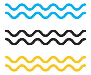 Water waves icon Blue, black, gold thin line suitable for shipping icons. Vector illustration.
