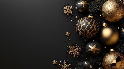Minimalist Christmas background with a gold and black geometric motif