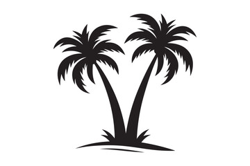 Simple Palm Tree Vector Graphic with White Background Design.