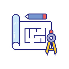 Building Plan vector icon stock illustration