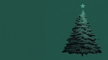 Minimalist Christmas Tree on Green Background
