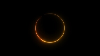 Glowing yellow color neon circle loading icon background 4k illustration on black background.