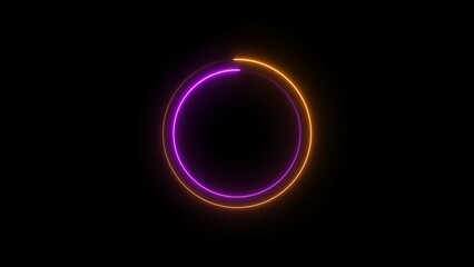 Abstract beautiful neon light circle loading icon background 4k illustration.