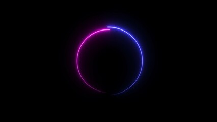 Abstract glowing neon circle loading icon background 4k illustration.