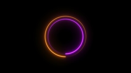 Abstract glowing neon circle loading icon background 4k illustration.