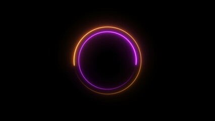 Abstract beautiful neon light circle loading icon background 4k illustration.