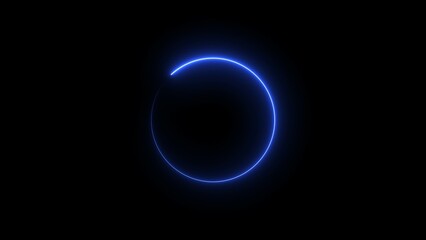 Abstract glowing neon circle loading icon background 4k illustration.